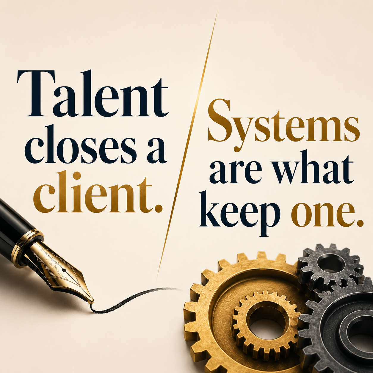 Talent closes a client. Systems are what keep one