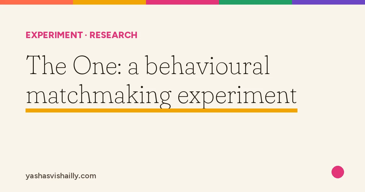 The One: Behavioural Matchmaking Experiment